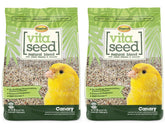 Higgins Vita Seed natural blend canary food bags show premium ingredients for balanced nutrition.