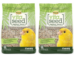 Higgins Vita Seed natural blend canary food bags show premium ingredients for balanced nutrition.