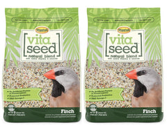 Higgins Vita Seed natural blend finch food bags highlight premium ingredients and USA-made quality