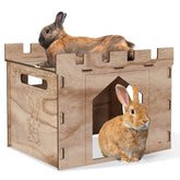 HIIMALEX bunny house with balcony view for indoor rabbits, spacious play area
