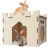 HIIMALEX bunny house castle provides a spacious hideout for rabbits and small pets.