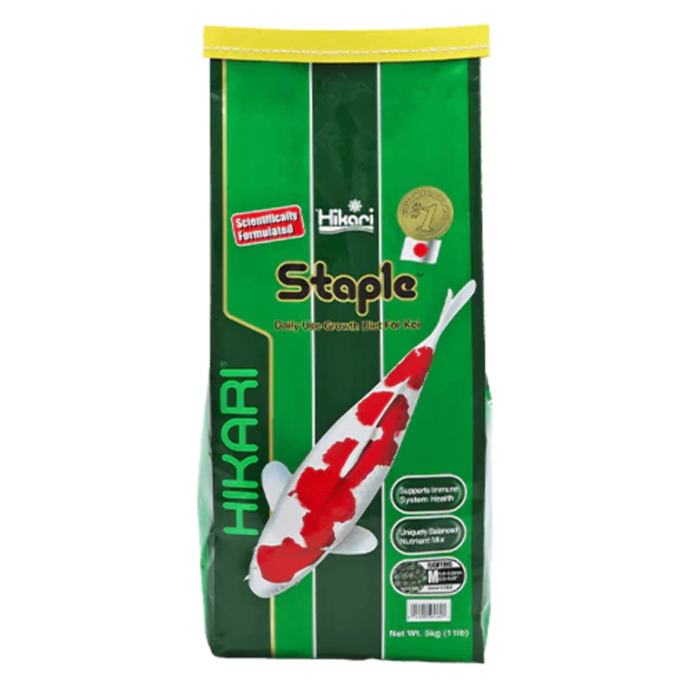 Hikari Staple 11lb Medium bag for koi and pond fish, economical daily nutrition.