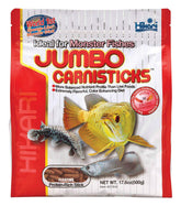 Hikari Tropical Jumbo Carnisticks bottle front displaying balanced carnivore diet