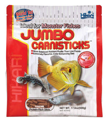 Hikari Tropical Jumbo Carnisticks bottle front displaying balanced carnivore diet