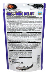 Hikari Massivore Delite pellet absorbing water for easy feeding.