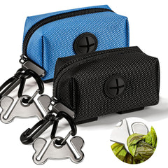 Hilihali blue dog waste bag dispenser, front view for quick bag access.