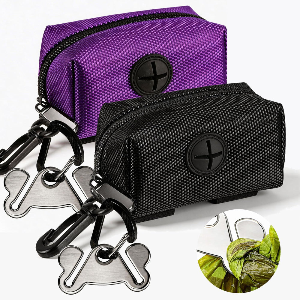 Hilihali dog waste bag dispenser set enables hands-free walks.