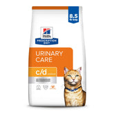 Hill's c/d Multicare urinary care dry cat food bag showing chicken flavor for urinary support.