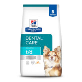 Hill's Prescription Diet t/d small-bites chicken bag shows dental care benefits for small dogs