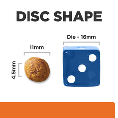 Closeup of Hill's c/d Multicare + Metabolic kibble emphasizing fullness.