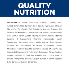 Hill's Prescription Diet CD Multicare tuna-vegetable-stew ingredients showcase balanced minerals for urinary support.