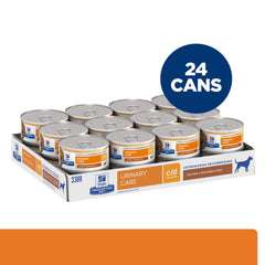 Hill's c/d Multicare urinary stew can, visible chicken and vegetables for appetizing meal.