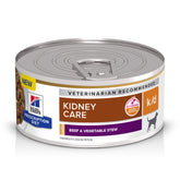 Hill's Prescription Diet k/d kidney care beef stew packaging for kidney-supporting nutrition