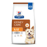 Hill's k/d kidney care chicken dry dog food bag promoting kidney support for dogs
