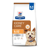 Hill's Prescription Diet k/d Lamb dry dog food bag highlighting kidney care for dogs