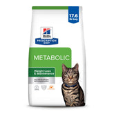 Hill's Prescription Diet Metabolic cat food bag supports weight management.