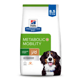 Hill's Prescription Diet Metabolic + Mobility bag showcases weight management benefits.