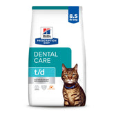 Hill's t/d dental chicken kibble closeup showing cleaning texture for teeth and gums