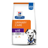 Hill's Prescription Diet u/d urinary care dry dog food bag showing packaging