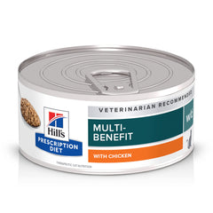 Hill's Prescription Diet WD multi-benefit can opened with moist chicken for urinary and digestive support