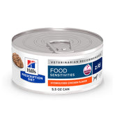 Hill's Prescription Diet z/d wet dog food cans in a 24-pack for sensitive dogs.