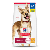Hill's Science Diet Adult 1-6 chicken-barley 45 lb bag shows premium adult dog nutrition