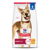 Hill's Science Diet Adult 1-6 bag with chicken and barley supports lean muscles.