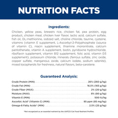 Hill's Science Diet nutrition panel shows omega-3 and omega-6 sources