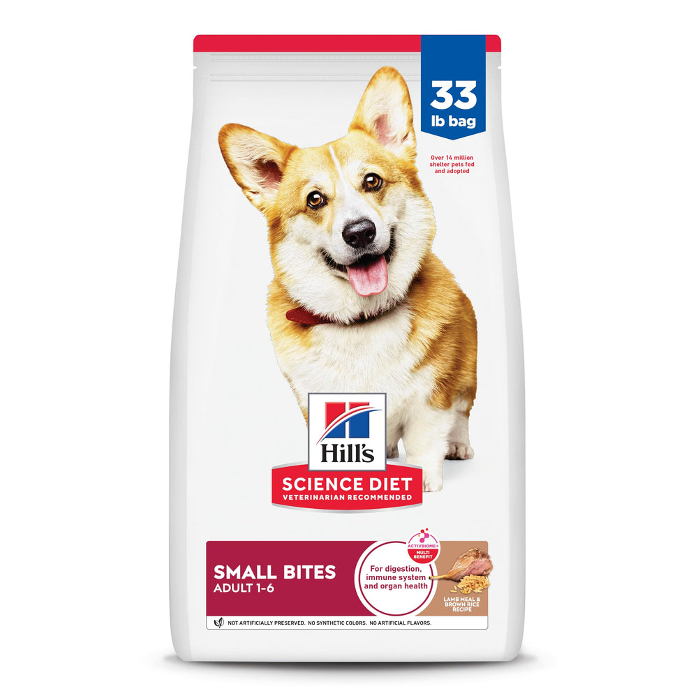 Hill's Science Diet Adult 1-6 lamb and brown rice dog food bag, front view