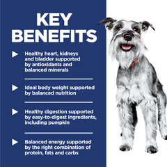 Hill's Science Diet nutrition panel highlights balanced minerals for heart and kidney health