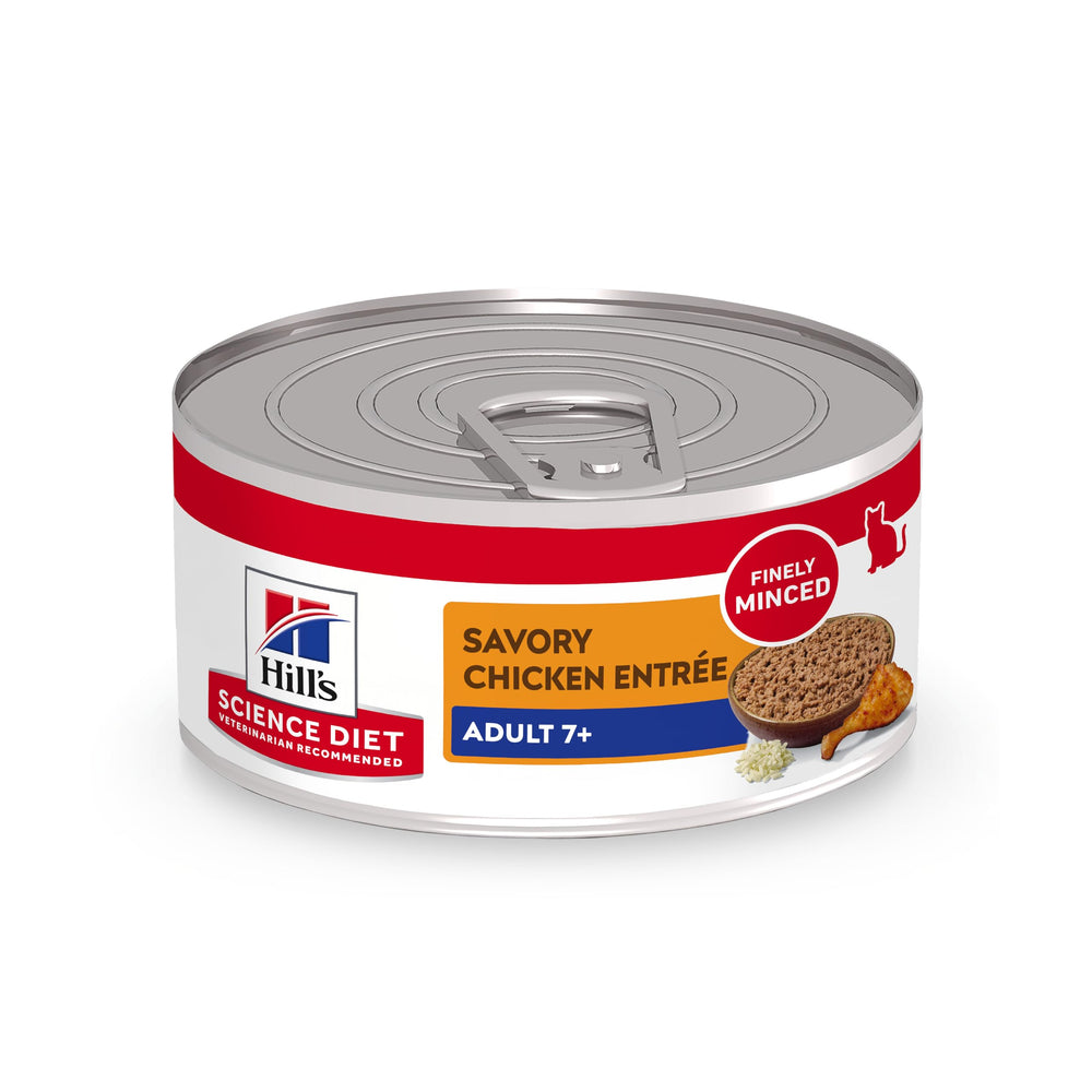 Hill's Science Diet Adult 7+ chicken minced can; premium protein for senior cats