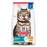 Hill's Science Diet Adult 7+ Indoor Dry Cat Food chicken bag supports indoor seniors' energy and appetite