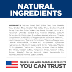 Hill's Science Diet ingredient panel highlights natural ingredients and vitamins.