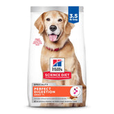 Hill's Science Diet Adult 7+ Perfect Digestion bag-open shows aging dog kibble for digestion