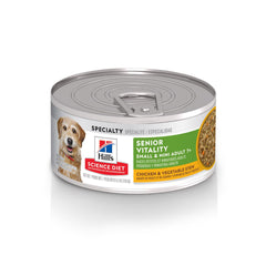 Hill's Science Diet Adult 7+ Senior Vitality wet food can with chicken and vegetables supports energy