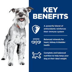 Hill's Science Diet 7+ wet dog food with gravy, chicken and vegetables, palatable for seniors.