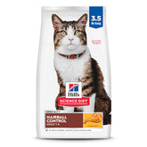 Hill's Science Diet Adult Hairball Control chicken bag with taurine supports heart and eye health.