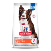 Hill's Science Diet Adult Perfect Digestion bag shows kibble and branding for balanced digestion.