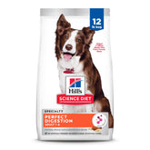 Hill's Science Diet Adult Perfect Digestion dog food bag promoting balanced digestion.