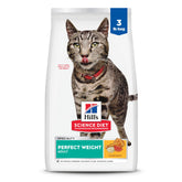 Hill's Science Diet Adult Perfect Weight chicken dry cat food bag designed for weight management