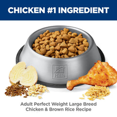 Hill's Science Diet chicken and brown rice ingredients highlight wholesome nutrition for weight management.