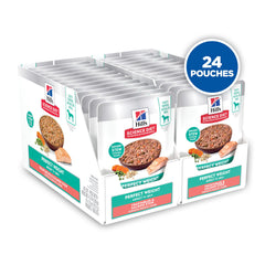 Hill's Science Diet Adult Perfect Weight 2.8 oz pouches arranged for serving