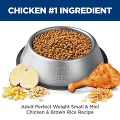 Hill's Science Diet Adult Perfect Weight kibble-closeup highlights small-breed friendly formula.