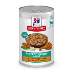 Hill's Science Diet Adult Perfect Weight stew can with chicken and vegetables for weight management