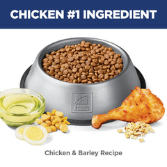Small bites in a dog bowl promoting easy chewing and portion control with Hill's Science Diet