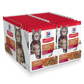 Hill's Science Diet adult cat turkey and liver casserole pouch open showing tasty gravy for daily meals.
