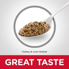 Label close-up shows high-quality ingredients for balanced nutrition.