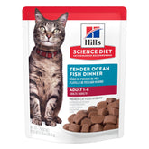 Hill's Science Diet Ocean Fish dinner pouch for adult cats, convenient daily nutrition.