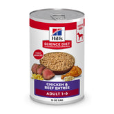 Hill's Science Diet Adult wet dog food chicken-beef cans provide balanced nutrition for energy and lean muscle.