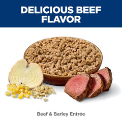 Hill's Science Diet Adult Beef & Barley serving bowl, ready to enjoy.